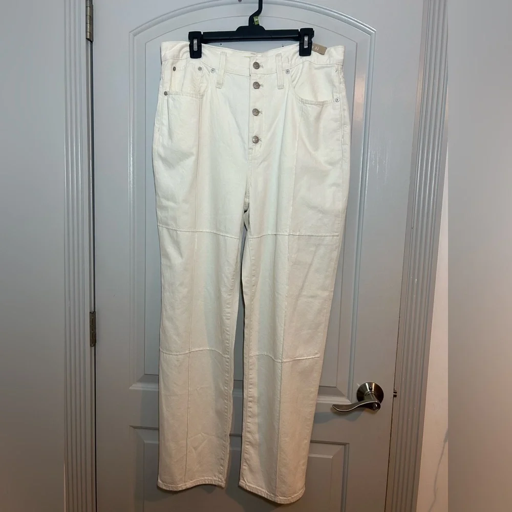 Madewell Baggy Straight High Rise Jeans in Vintage Canvas Cream Size 31 NWT